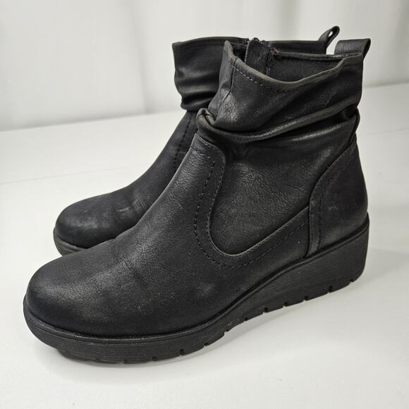 Cliffs by White Mountain Black Slouch Ankle Boots Wedge Booties Size 8 - Picture 3 of 7
